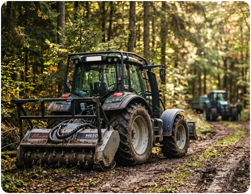 Valtra mit Prinoth M650 im Waldeinsatz