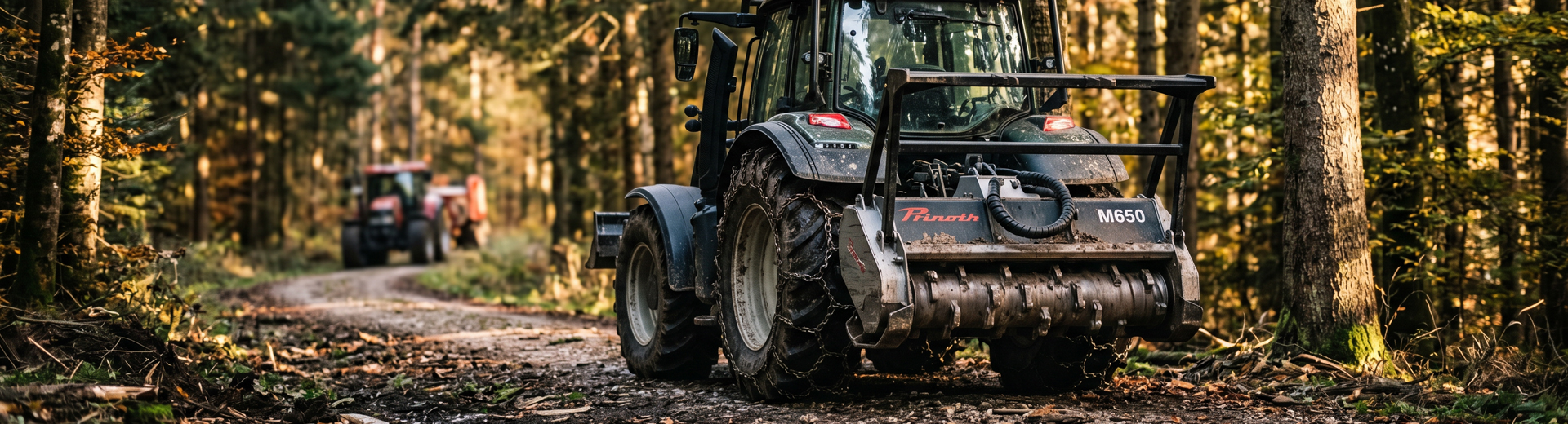 Valtra mit Prinoth M650 Forstmulcher im Waldeinsatz